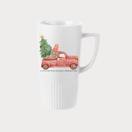 Little Red Truck Haulin' A Christmas Tree