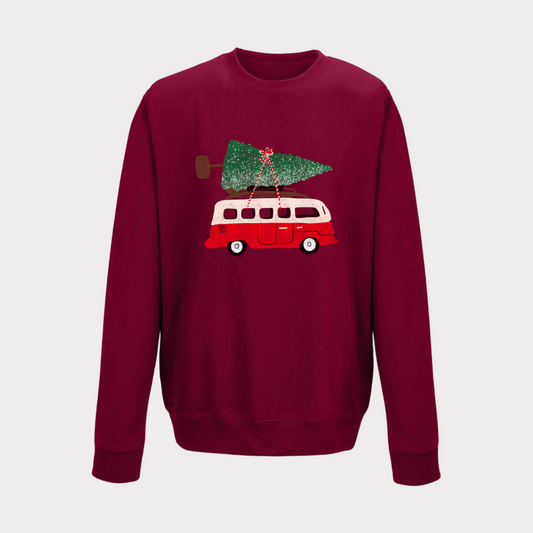 Little Red Bus Haulin' a Christmas Tree